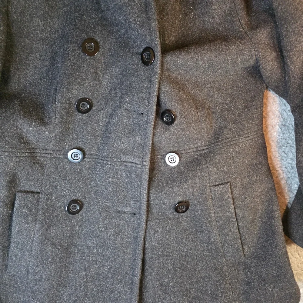 Arizona Jean Co‎ Womens Charcoal Gray 100% Wool Hooded Pea Coat Jacket Medium